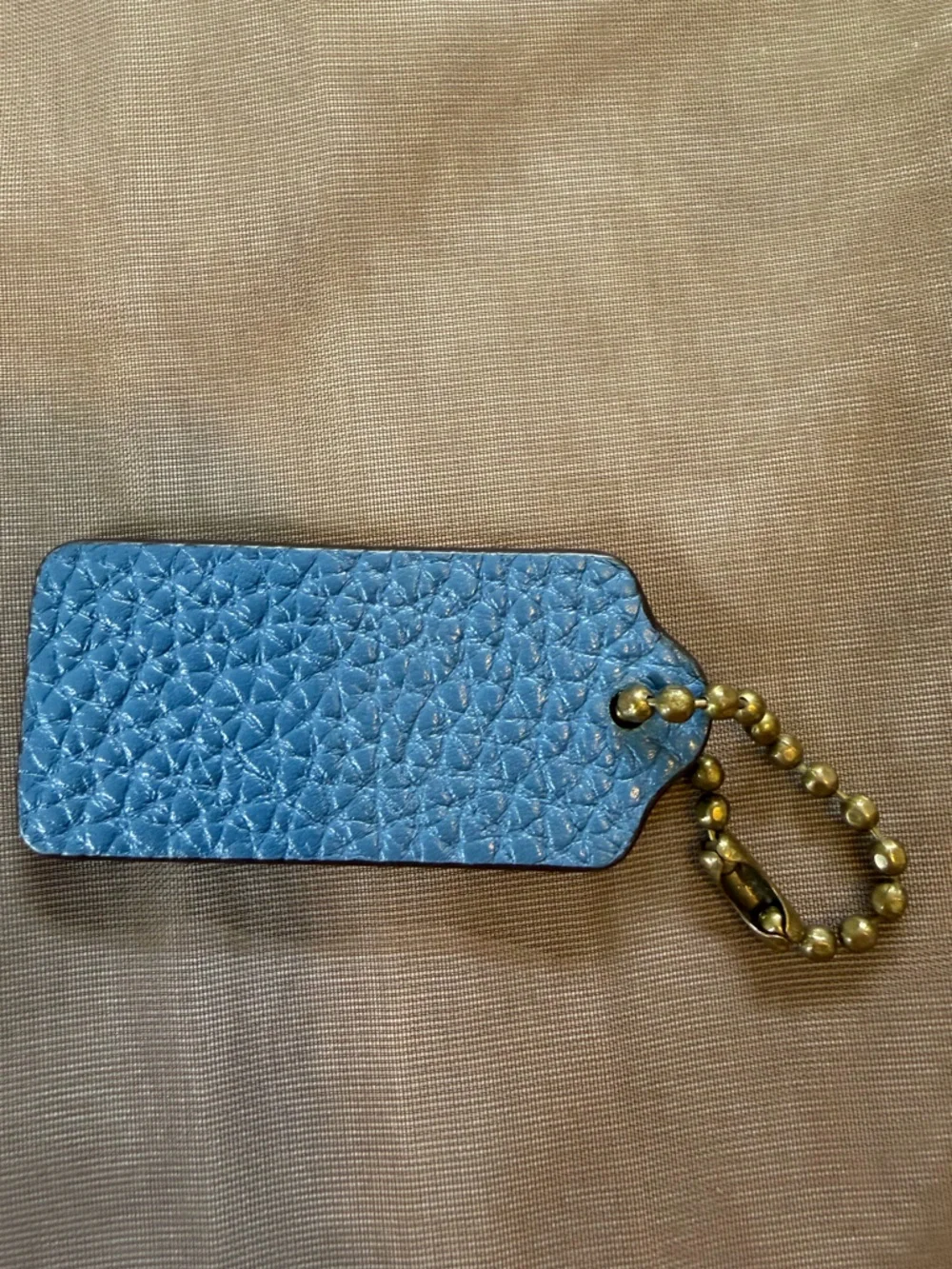 Coach Blue Leather Bag Tag with Brass Ball Chain